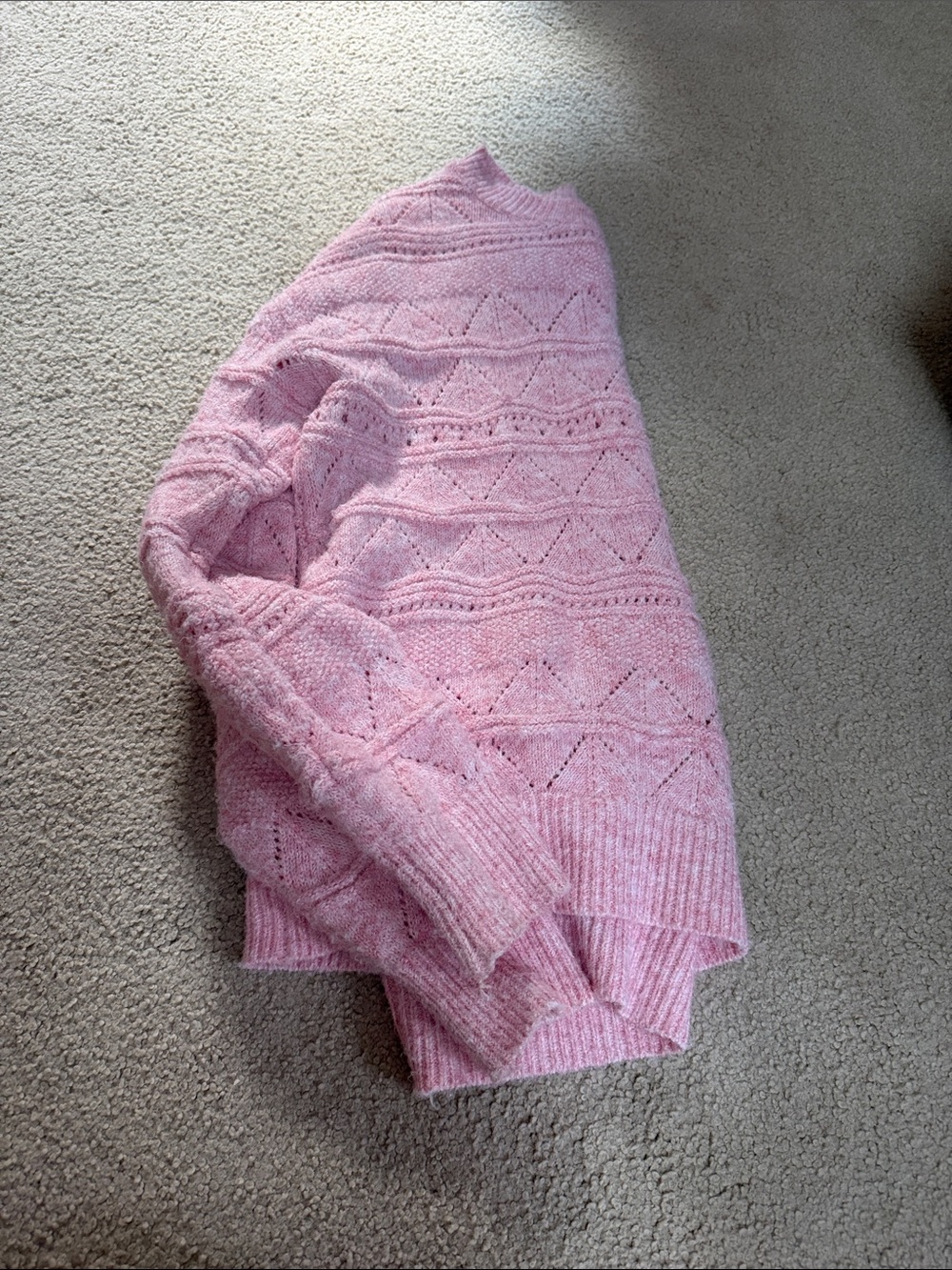 Princess Polly Pink Textured Crewneck Sweater